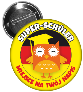 Przypinka z sowa  w języku niemieckim