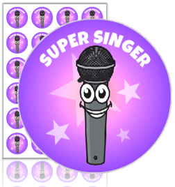 Naklejki "SUPER SINGER" (40mm, 24 szt.)