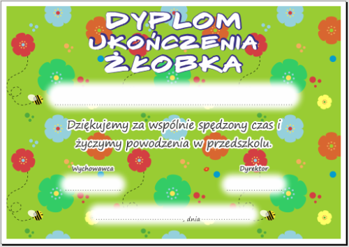 Dyplom ukończenia żłobka