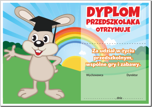 Dyplom przedszkolaka z zajączkiem