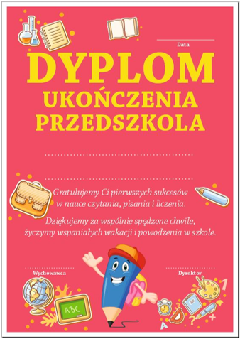 Dyplom ukończenia przedszkola