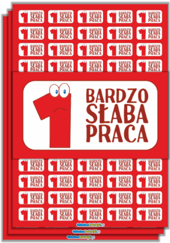 Małe Naklejki Oceny "Jedynka" (prostokątne, 195szt.)