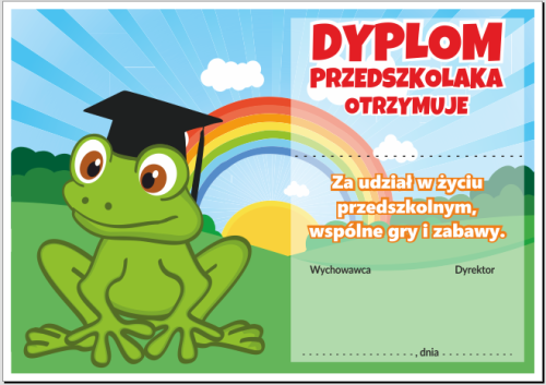 Dyplom przedszkolaka z żabką