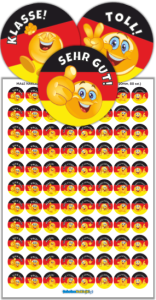 Małe Naklejki "Buźki niemieckie" (j. niemiecki, 20 mm, 88 szt.)