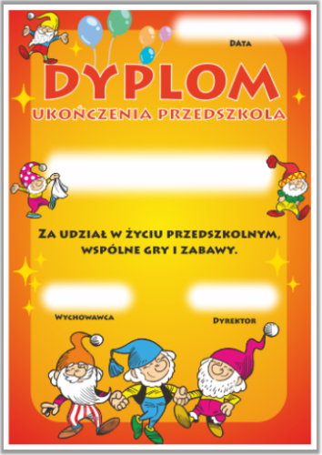Dyplom ukończenia przedszkola - krasnale