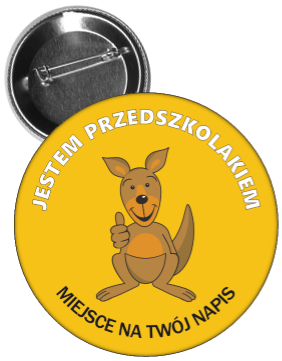 Przypinka jestem przedszkolakiem kangur