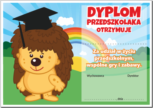Dyplom przedszkolaka z jeżykiem