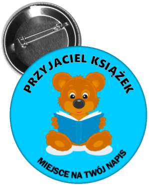 Przypinka dla dzieci przyjaciel książek miś