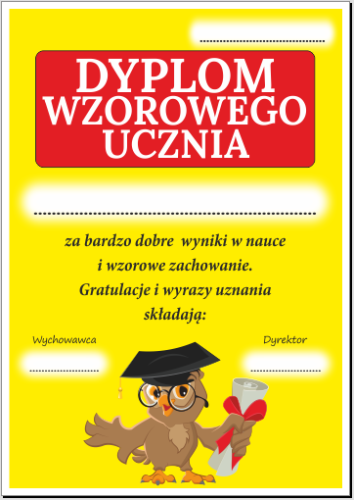 Dyplom wzorowego ucznia