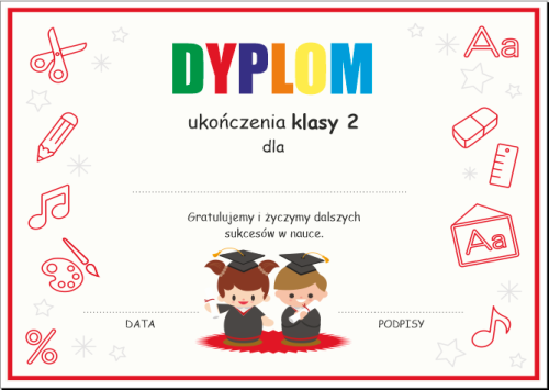 dyplom ukończenia klasy 2