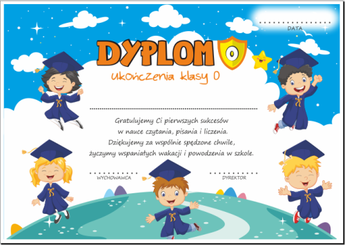 Dyplom ukończenia klasy 0 - wzór 3