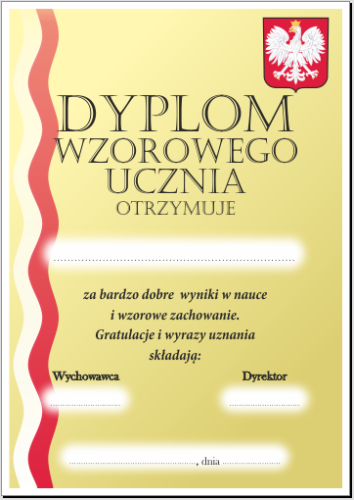 Dyplom wzorowego ucznia