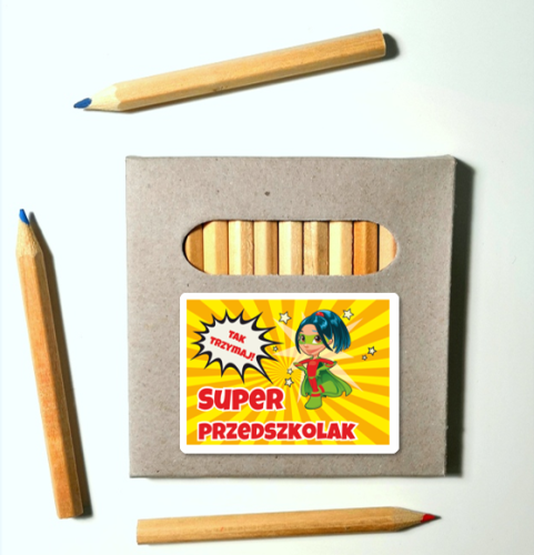 Kredki ołówkowe (12 szt.) : SuperPrzedszkolak (wzór 6)
