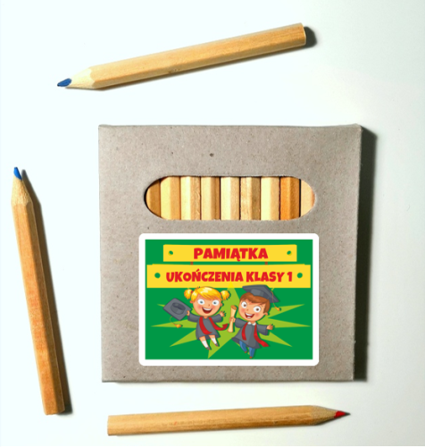 Kredki ołówkowe (12 szt.) : Ukończenie klasy 1 (wzór 2)  