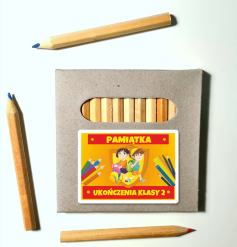 Kredki ołówkowe (12 szt.) : Ukończenie klasy 2 (wzór 2)