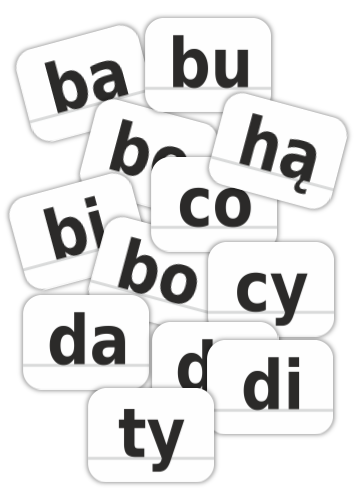 sylaby otwarte gotowe kartoniki