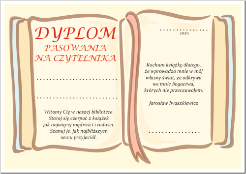 DYPLOM PASOWANIA NA CZYTELNIKA 