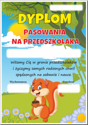 Dyplom: Pasowania na Przedszkolaka (Wiewiórka)