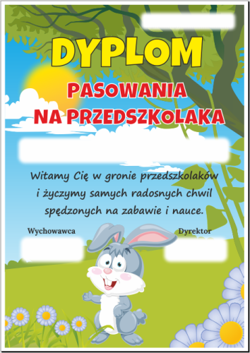 Dyplom: Pasowania na Przedszkolaka (Zajączek) 