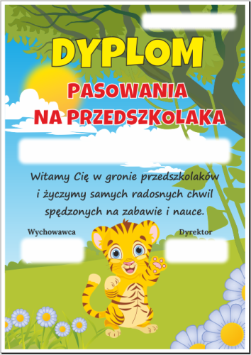 Dyplom: Pasowania na Przedszkolaka (Tygrys - wzór 2) 