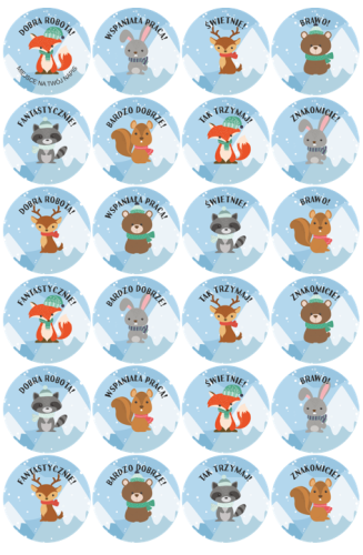 naklejki motywacyjne zimowe zwierzątka