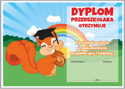 Dyplom przedszkolaka - wiewiórka