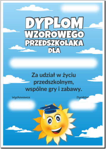 Dyplom wzorowego przedszkolaka