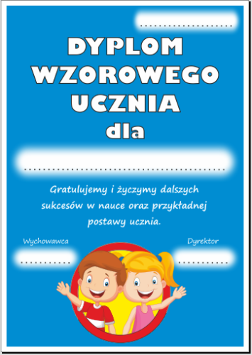 Dyplom wzorowego ucznia.