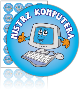 Naklejki "MISTRZ KOMPUTERA" (40mm, 24 szt.)