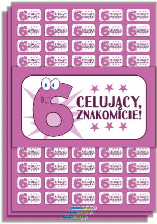 Małe Naklejki Oceny "Szóstka" (prostokątne, 195szt.)