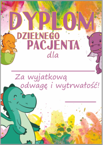 Dyplom dzielnego pacjenta "Smoki"