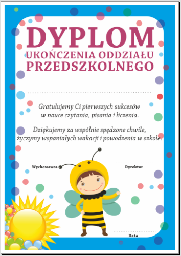 DYPLOM UKOŃCZENIA ODDZIAŁU PRZEDSZKOLNEGO 