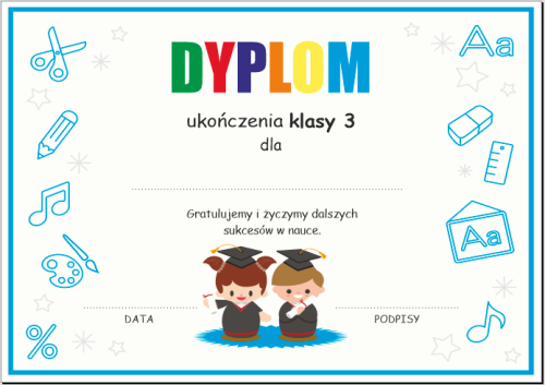 dyplom ukończenia klasy 3