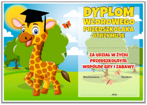 Dyplom wzorowego przedszkolaka żyrafa.PNG