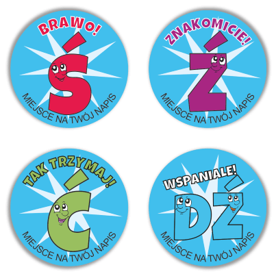 Naklejki dla logopedów głoski ciszące