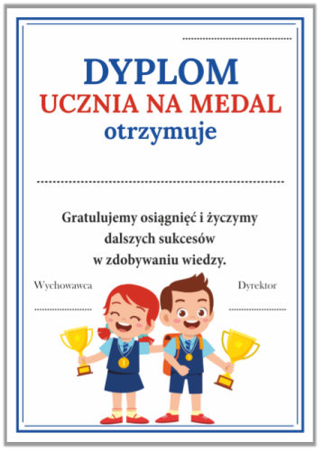 dyplom uczeń na medal