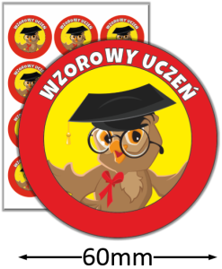 Naklejki "Wzorowy Uczeń" (60mm, 12 szt.)