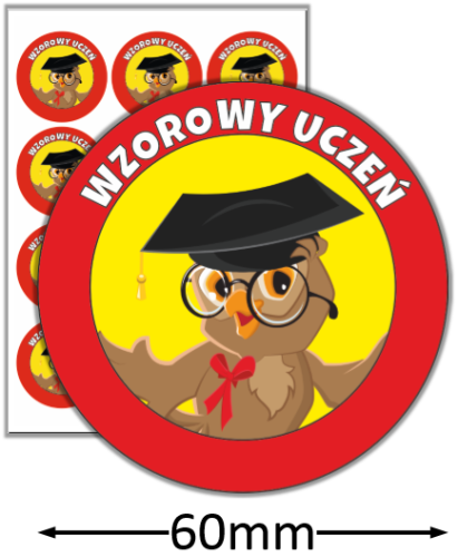 Naklejki "Wzorowy Uczeń" (60mm, 12 szt.)