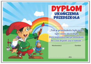Dyplom: Ukończenia Przedszkola Krasnale