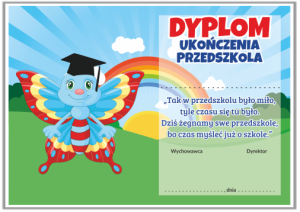 Dyplom: Ukończenia Przedszkola Motylek