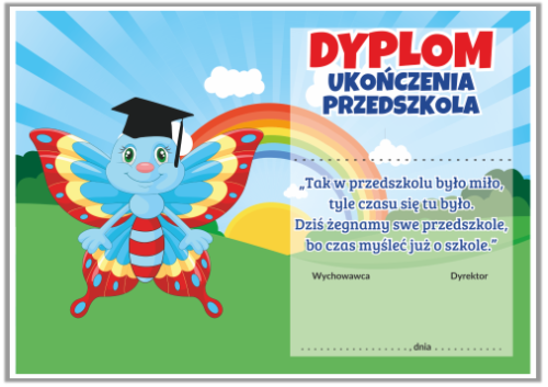 Dyplom: Ukończenia Przedszkola Motylek