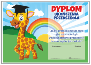 Dyplom: Ukończenia Przedszkola Żyrafa