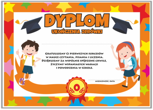Dyplom: Ukończenia klasy 0 (wzór 5)