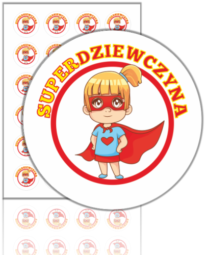Naklejki "SuperDziewczyna" (40mm, 24 szt.)