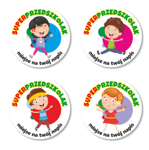 Superprzedszkolak naklejki 40 mm