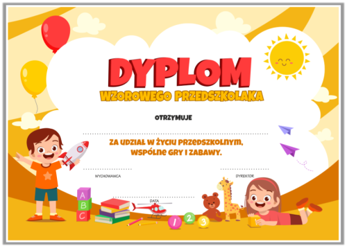 Dyplom Wzorowego przedszkolaka