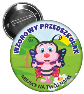 Przypinka wzorowego przedszkolaka z motylkiem