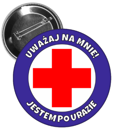 Przypinka dla dzieci Uważaj na mnie! Jestem po urazie!