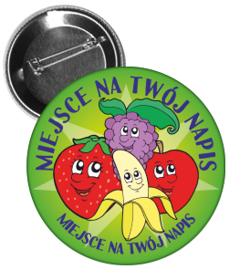 Przypinka dla dzieci z owocami.