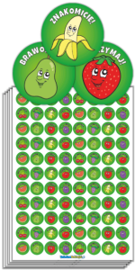 Małe Naklejki "Owoce" (20mm, 440 szt.)